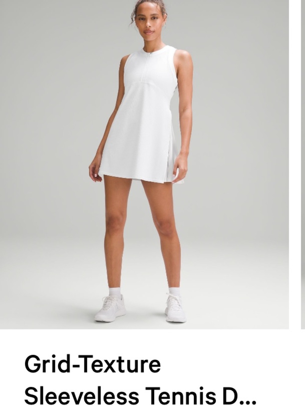 Lululemon White Sleeveless Tennis Dress with Zip Neck